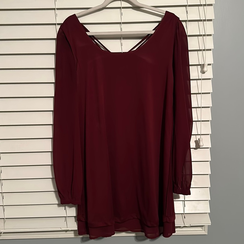 Maroon long sleeve dress